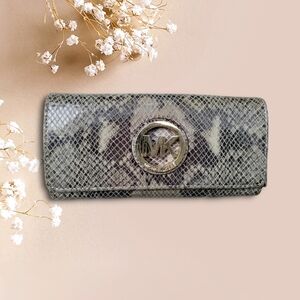 Michael Kors White/Brown Python Embossed Wallet